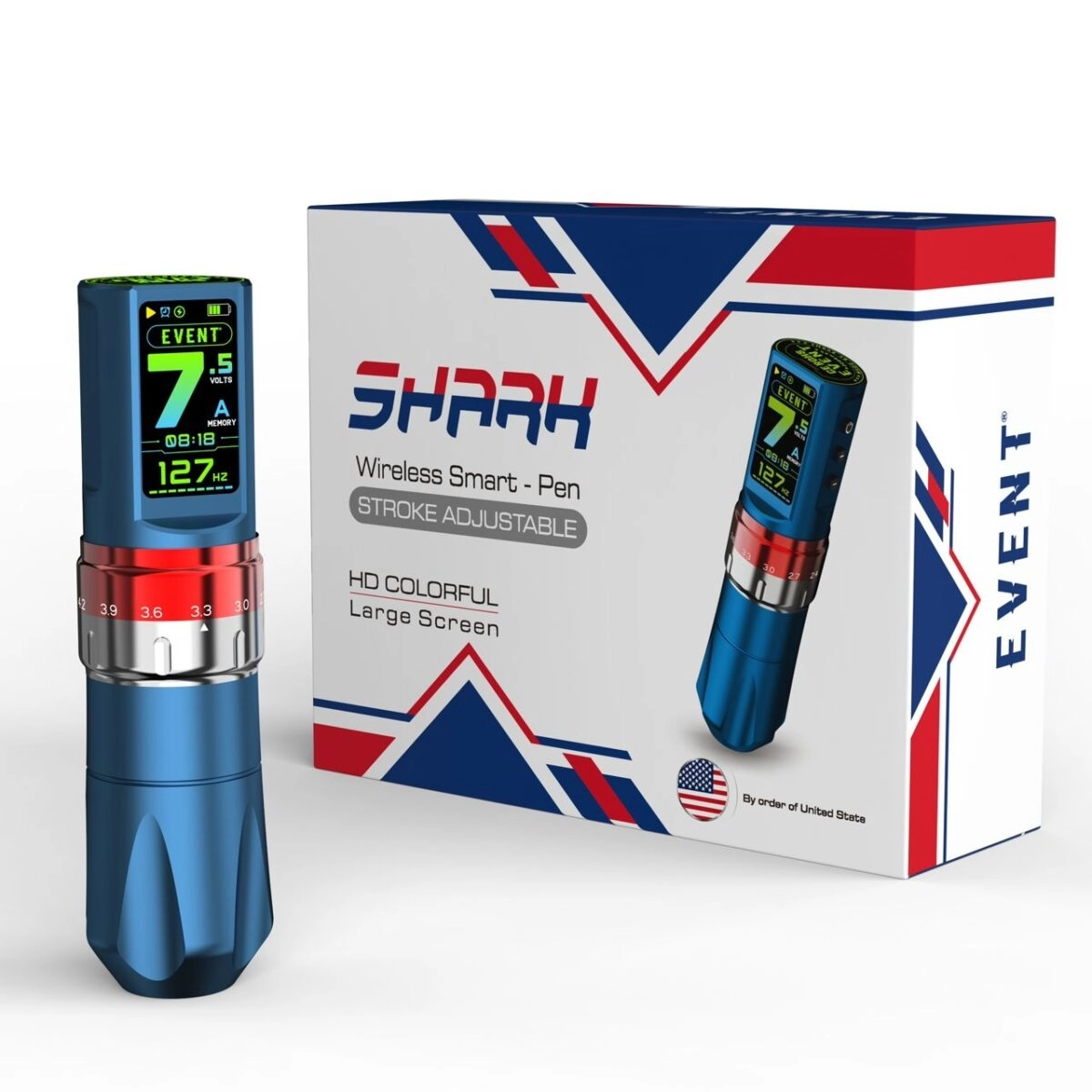 Event Shark Stroke Ayarlı Çift Bataryalı Kablosuz Pen Rotary Dövme Makinesi