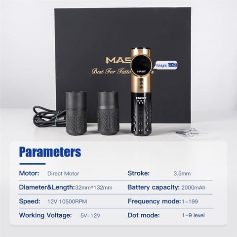 Mast Archer 5 Star Series Gold Kablosuz Bataryalı Pen Rotary Dövme Makinesi