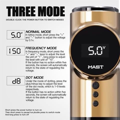 Mast Archer 5 Star Series Gold Kablosuz Bataryalı Pen Rotary Dövme Makinesi