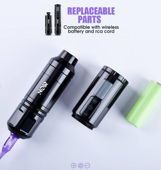 Noir Kablosuz Ve Kablolu Kullanılabilen Pilli Pen Rotary Dövme Makinesi