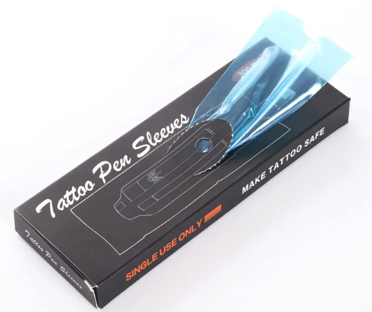 Pen Dövme Makinesi Koruyucu Poşeti - Tattoo Pen Sleeves 53x165 mm Mavi- 200 Adet