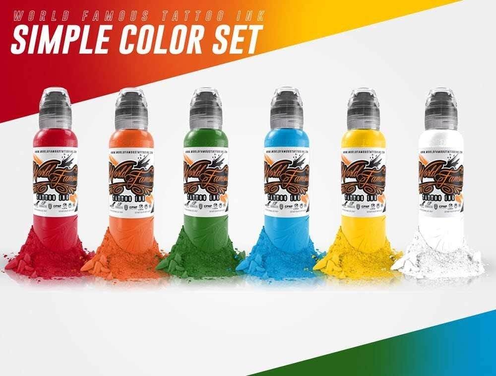 World Famous Simple Color Set 6 x 1 oz 30 ml Dövme Boyası Seti