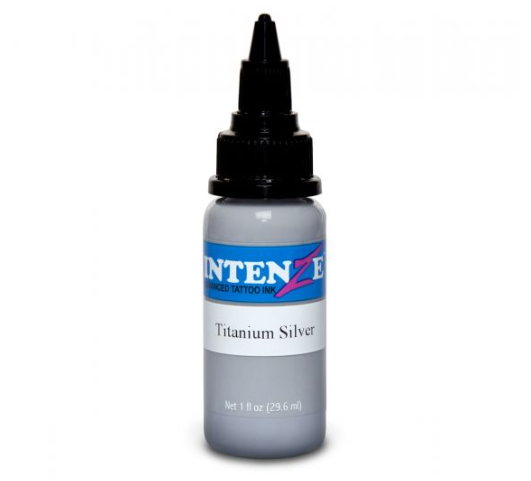 İntenze Titanium Silver 1 oz - 30 ml Açık Gri Dövme Boyası
