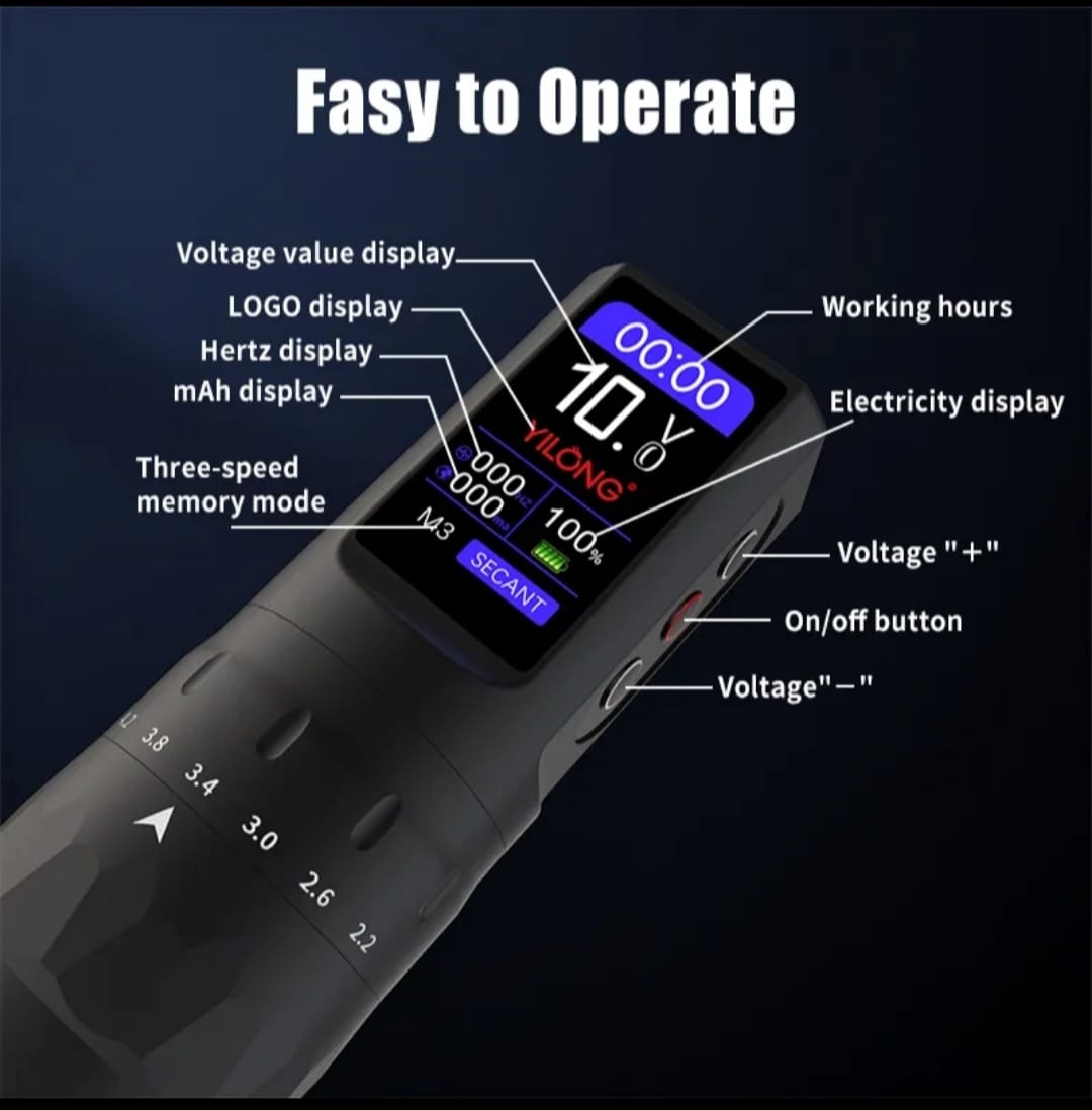 Yilong L Stroke Ayarlı Kablosuz Bataryalı Pen Rotary Dövme Makinesi